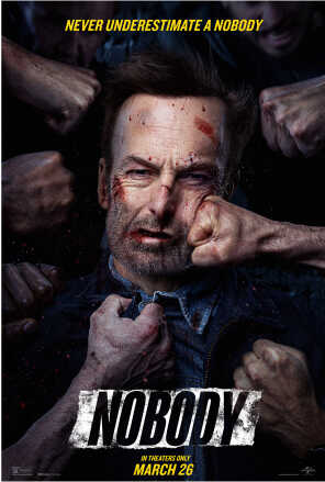Poster: Bob Odenkirk taking seven fists to the face